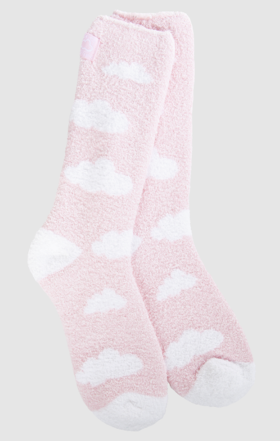 Cozy Cloud Socks-Pink Clouds