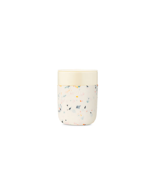 Reusable Ceramic Mug: Terrazzo Cream 12 oz