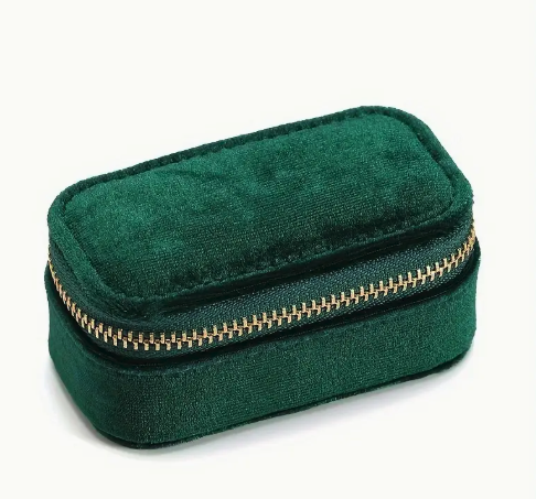 Mini Velvet Jewelry Box-Emerald Green